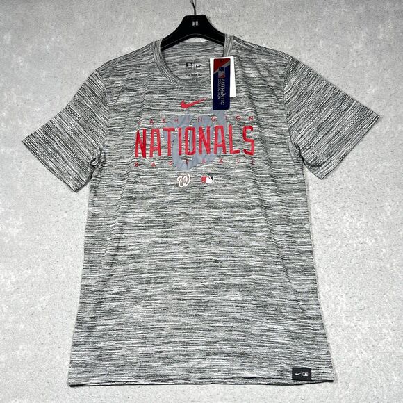 Nike Washington Nationals Dri Fit Shirt Mens Medium Gray Heather Short Sleeve - Picture 1 of 13